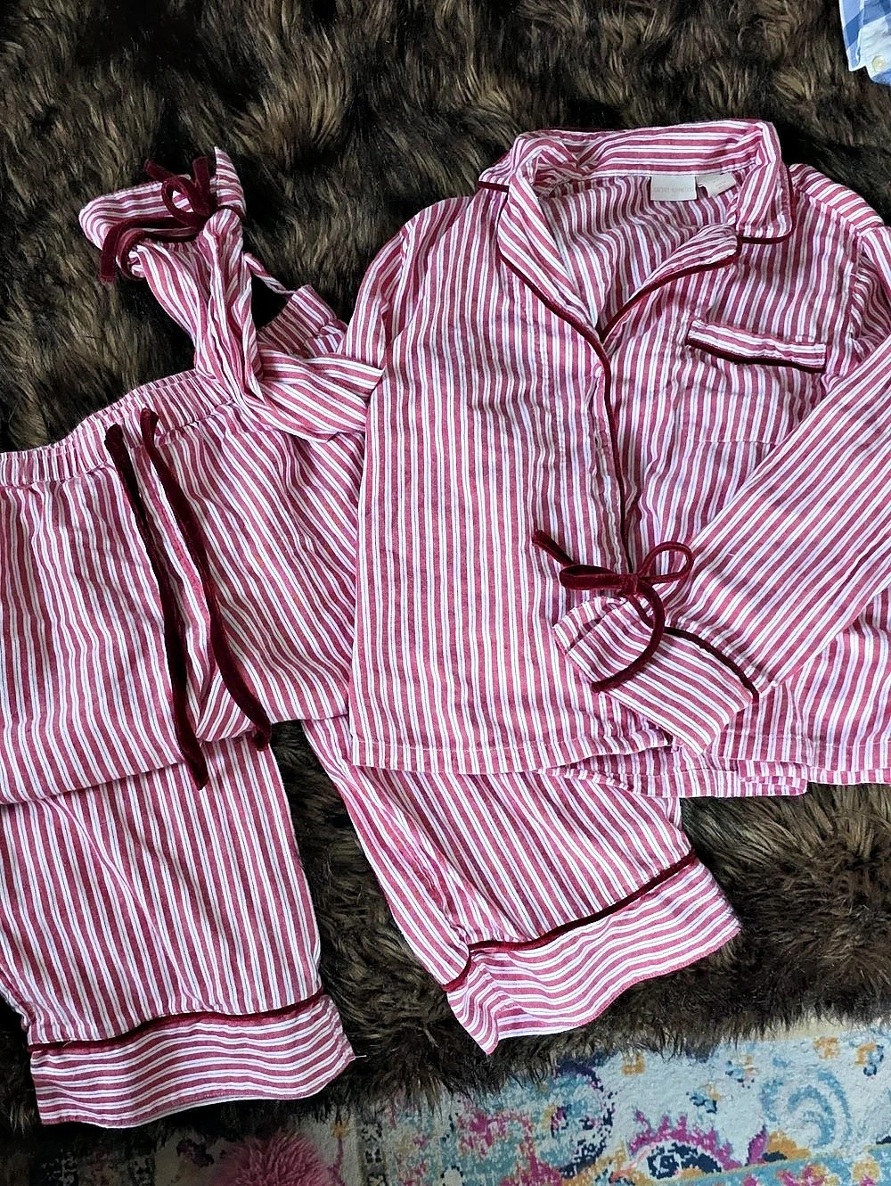 Rachel Ashwell Red and White Striped 100% Cotton  Pajama